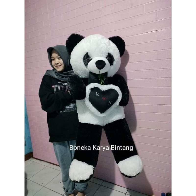 Boneka Panda Hitam Putih Super Jumbo Ukuran 1,2 Meter Custem Nama