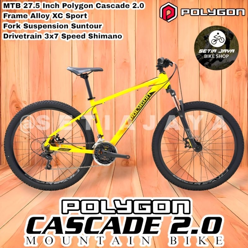 Sepeda Gunung MTB 27.5 Inch POLYGON CASCADE 2 Alloy 3x7 Speed Shimano Rem Cakram New