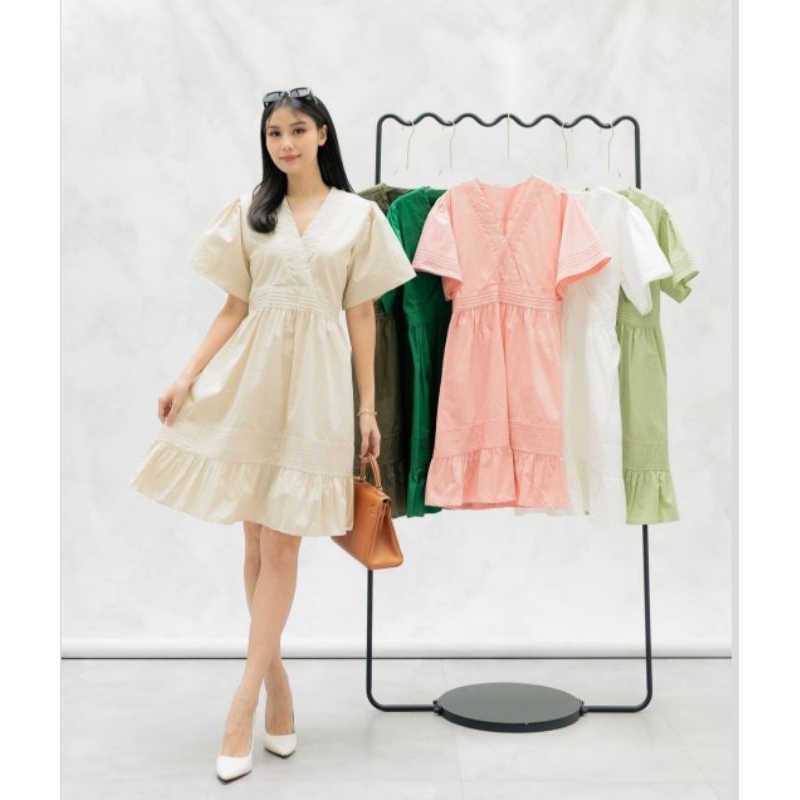 Korea dress V neck  casual wanita