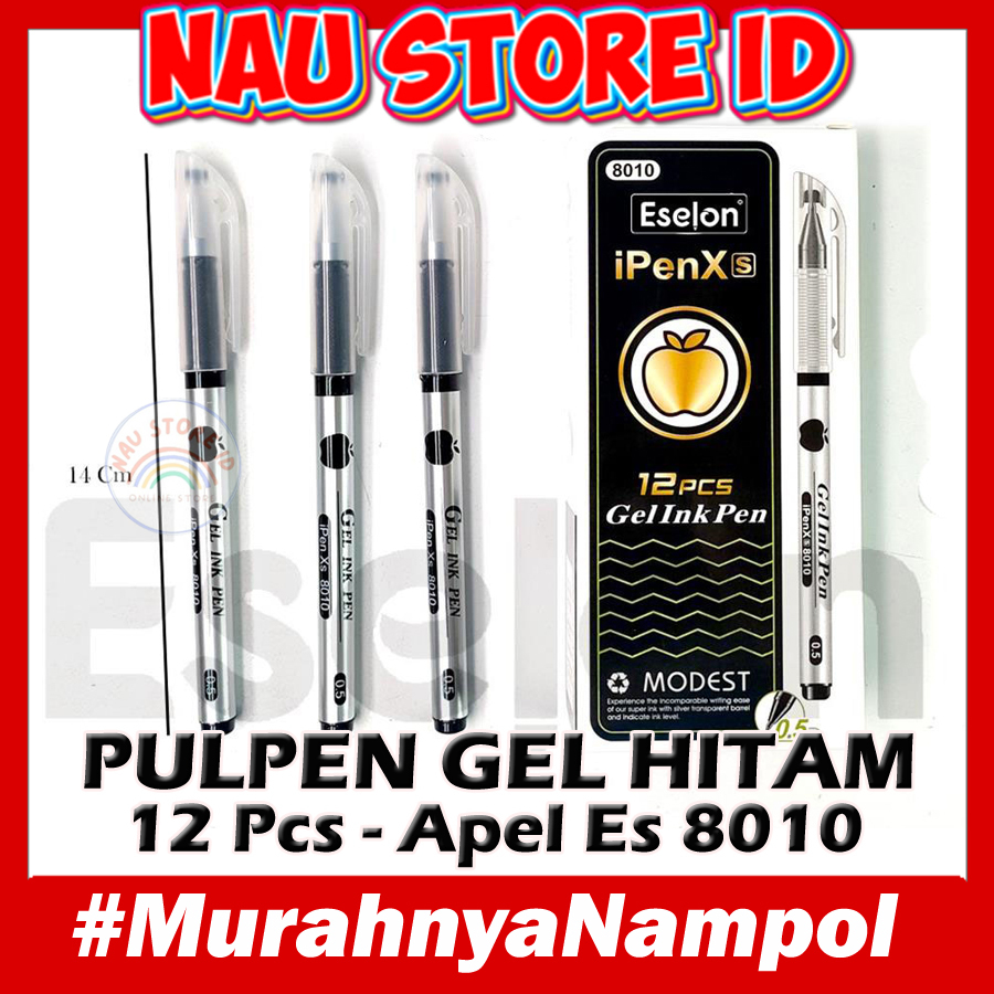 

Pulpen Gel Hitam 12 Pcs seri Apel es 8010 / 12pcs pulpen gel apel Eselon 8010/ ballpoint gel Eselon