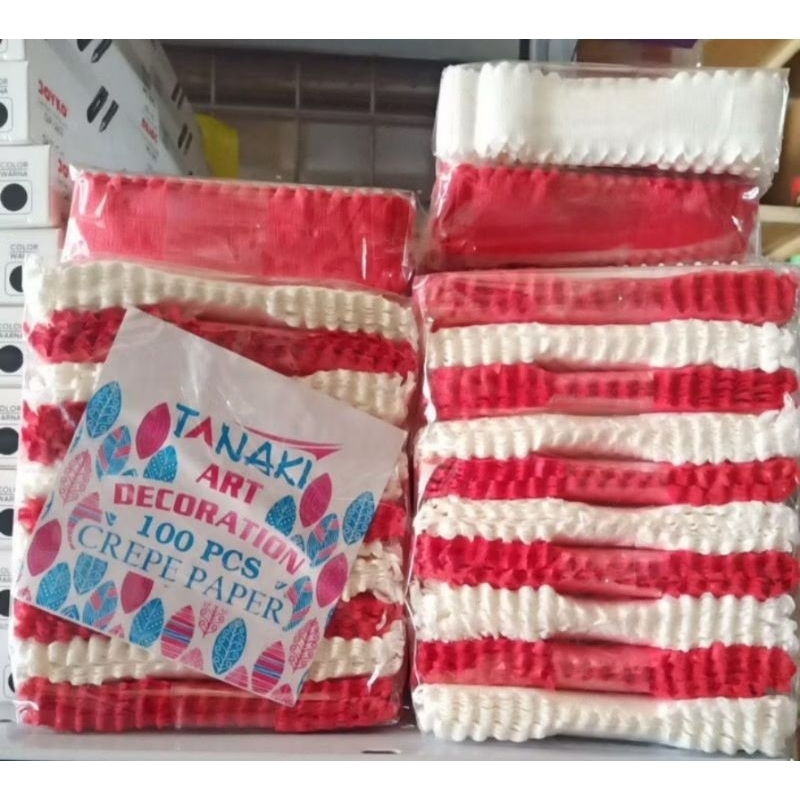 Kertas krep potong/kertas babat merah putih (1pack isi 100pcs/lembar)/Dekorasi hiasan Dirgahayu HUT 