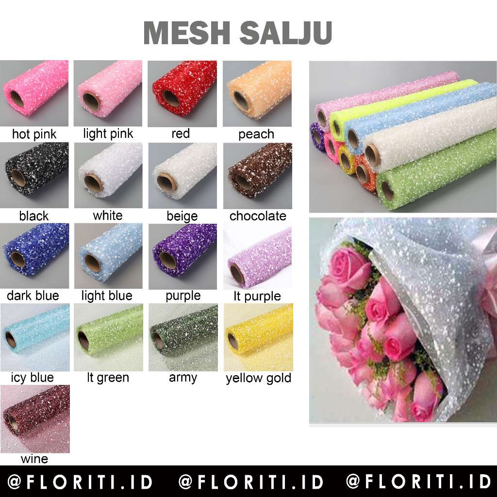 

(Rol) Flower Wrapping Mesh Salju/Snow Flake 4 Yard