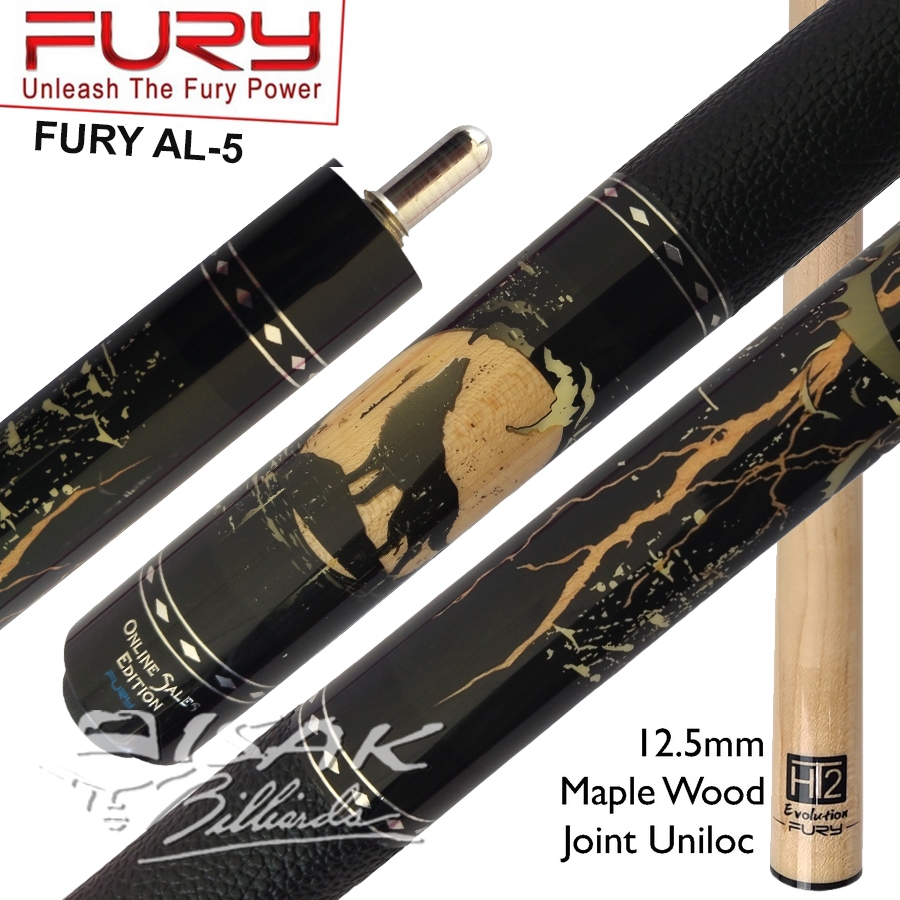 Fury AL-5 Cue Uniloc - 12,5mm Maple Pool Billiad Stick Stik Billiard