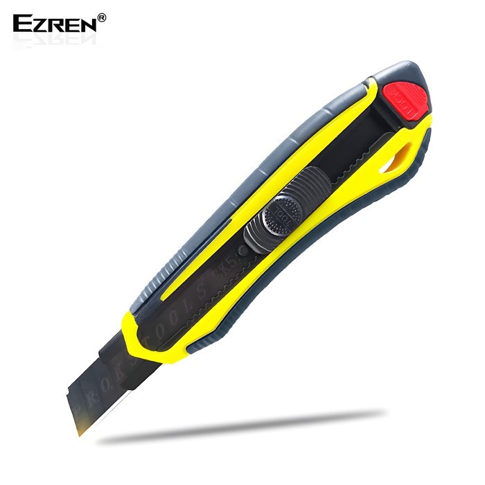 

Ezren SK5 Pisau Cutter Auto-lock Besar 18 mm Handle Karet Baja Hitam