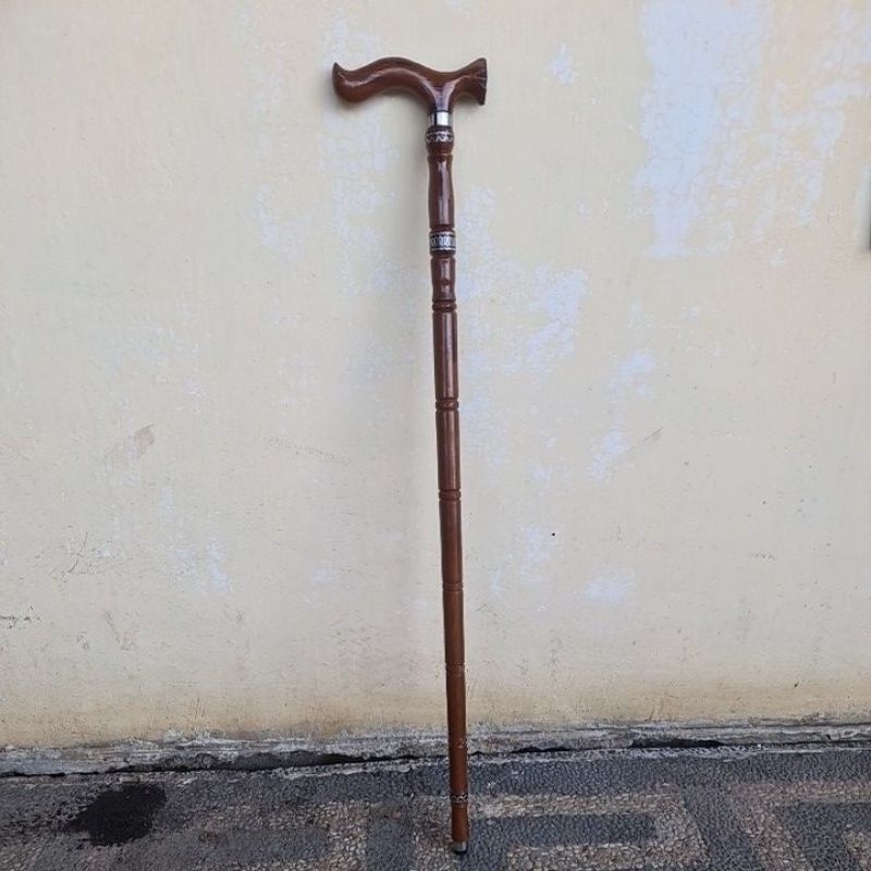 Tongkat  bantu jalan  kayu ulin model Terompah .tongkat jalan  terompah