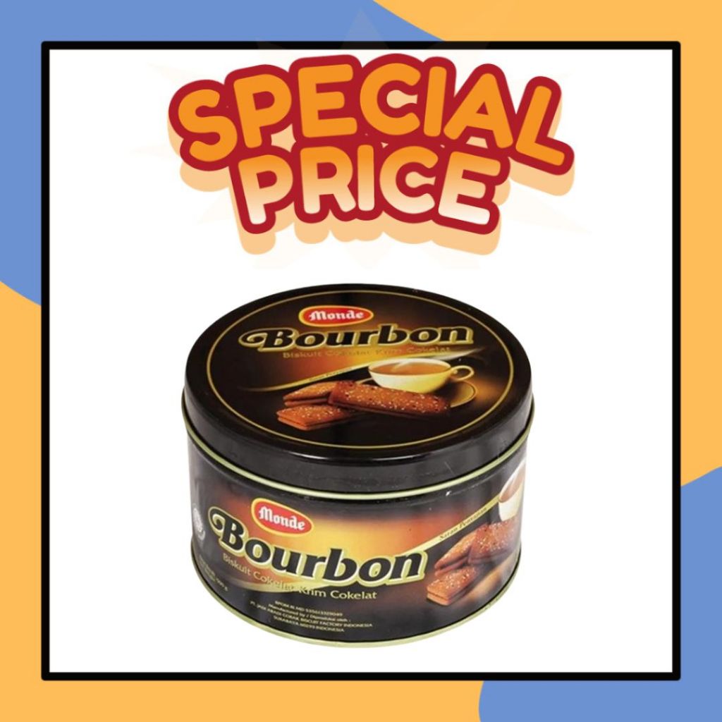 Monde Bourbon 500gr Kaleng Kecil Chocolate Biscuits Biskuit Lapis Krim Coklat Borbon