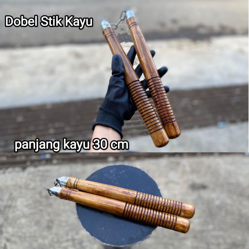 Double Stik Kayu / Nuchaku Kayu