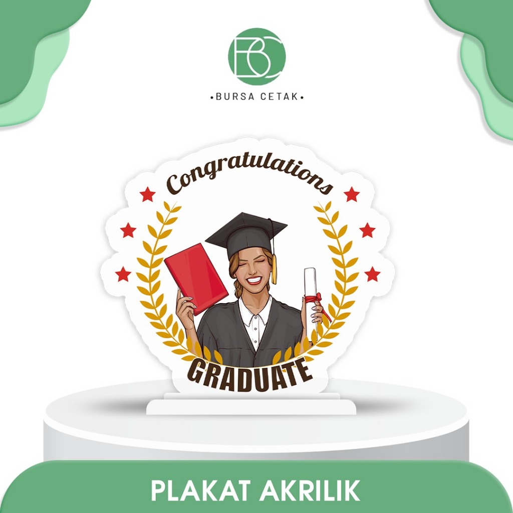 BURSA CETAK - Print Plakat Thropy Ucapan Wisuda Wedding Pernikahan Ulang Tahun Ultah Akrilik Custom