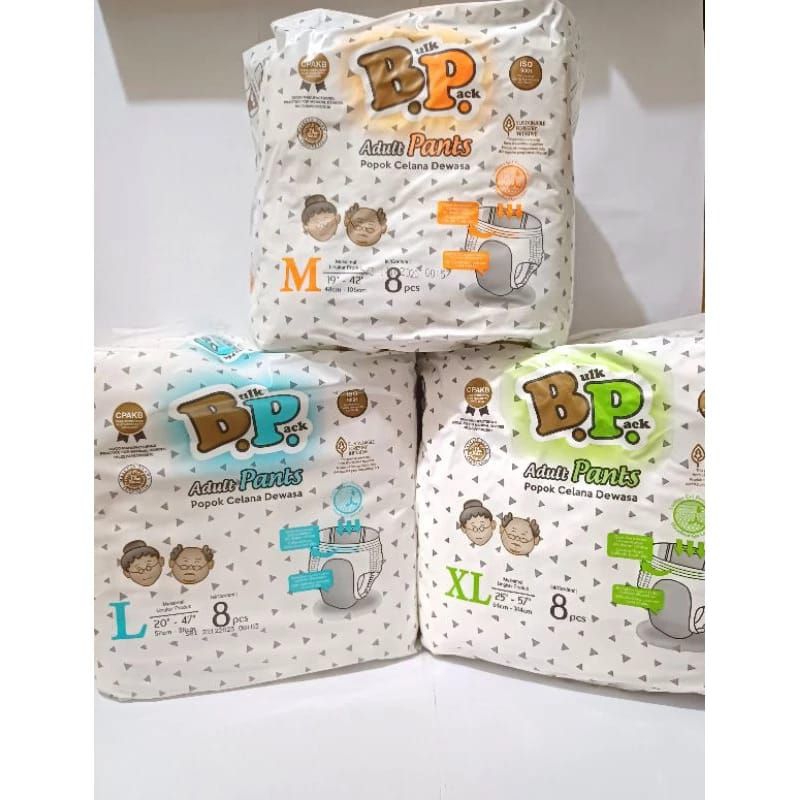BP Popok Dewasa/Pampers Dewasa Model Celana | Uk. M/L/XL (1 pack isi 8pcs)