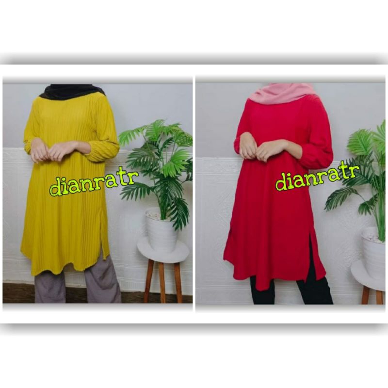 Tunik knit lengan panjang karet ld 120