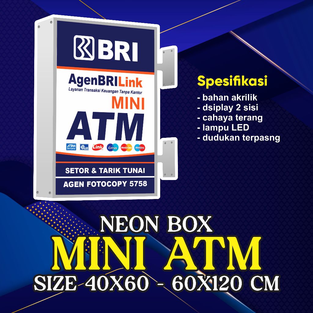 NEON BOX MINI ATM - NEON BOX BRILINK - NEON BOX MURAH - NEON BOX 2 SISI