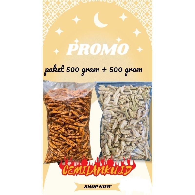 

PROMO Basreng Daun Jeruk Ikan Tuna 1kg | 500gram Ori + 500gram Pedas