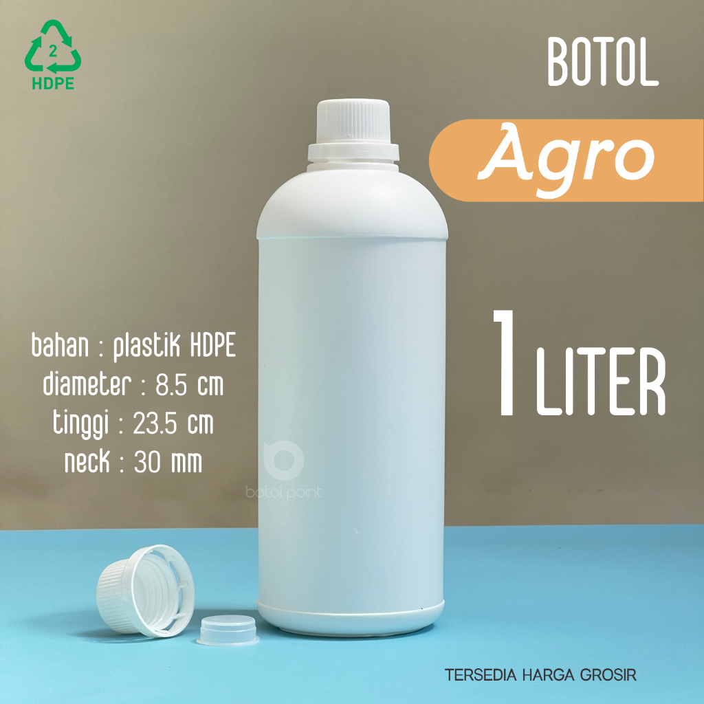 Botol Agro 1 Liter Plastik HDPE - Botol Labor 1000 ml GROSIR - Food Grade - Kemasan Cairan