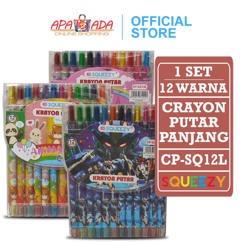 

Apazada - Crayon Putar Panjang [1 Set - 12 Warna] / Krayon Putar / Twist Rolling Crayon CP-SQ12L