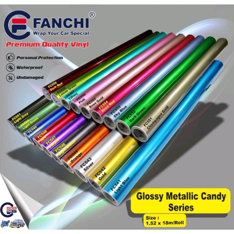 sticker skotlet metalik glossy fanchi candy efek kilap metallic candy 50cm premium original