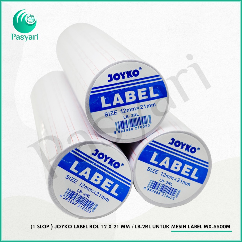 

(1 SLOP } JOYKO Label Rol 12 x 21 mm / LB-2RL UNTUK MESIN LABEL MX-5500M / 1 Baris