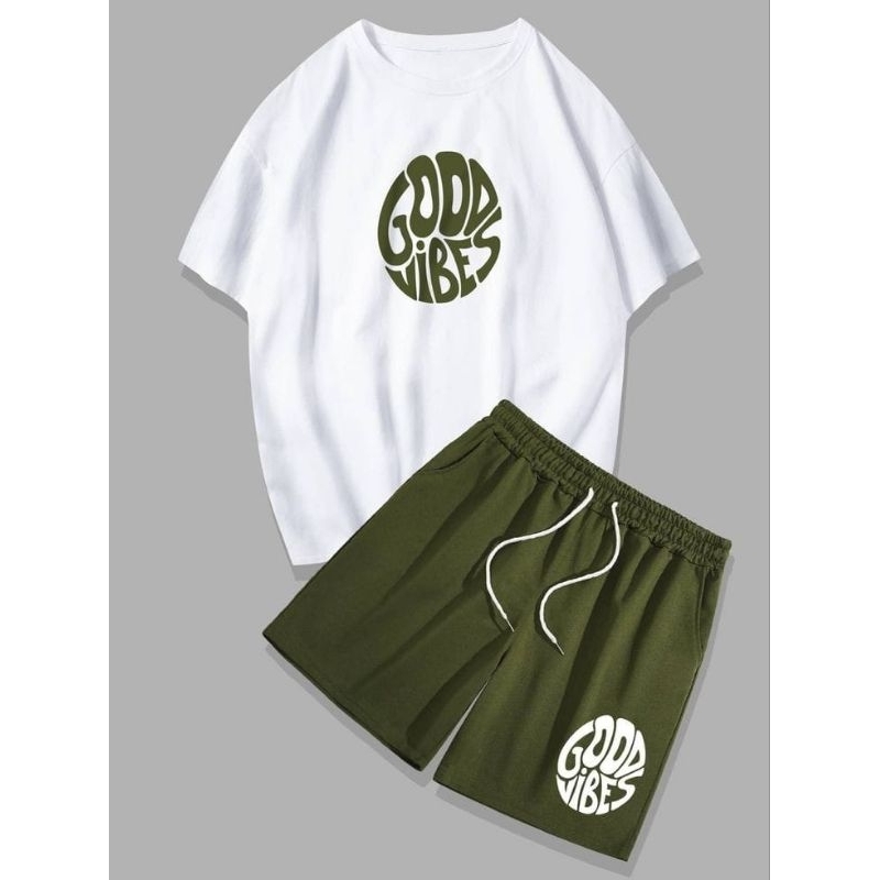 Hot Sale Setelan Pria 1 Set Celana Pendek Baju Setelan Kaos Pria Korean Baju Distro Pria