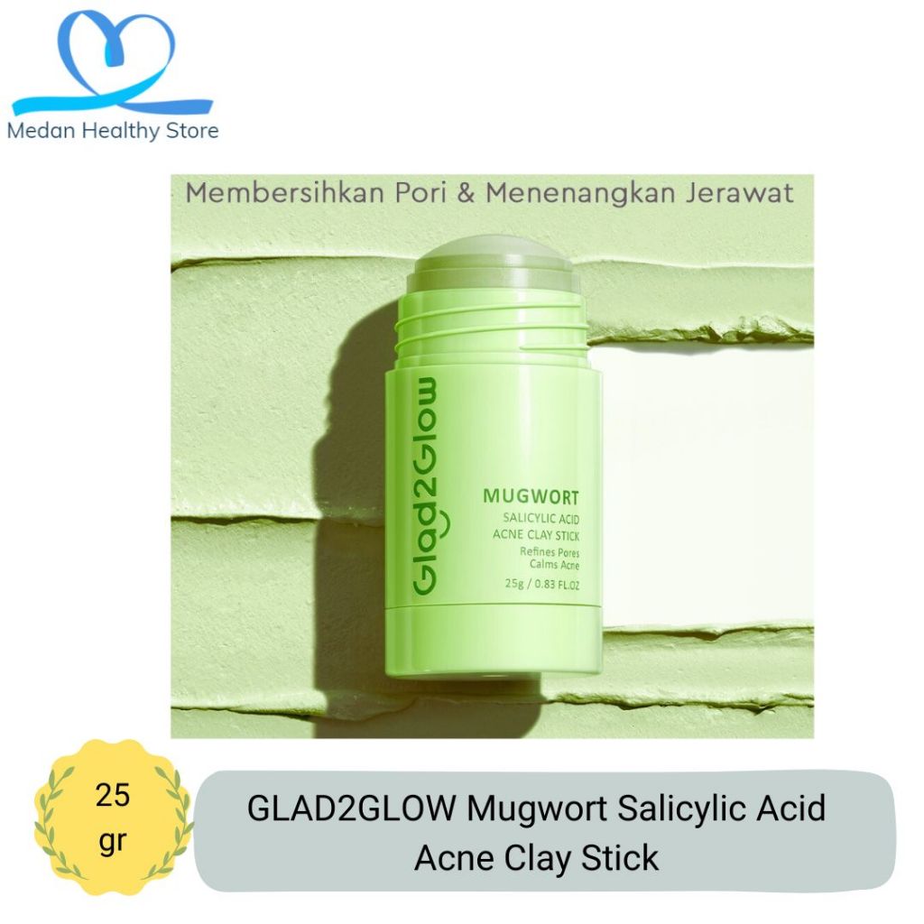 GLAD2GLOW G2G Mugwort Salicylic Acid Acne Clay Stick 25 gram - Masker Mugwort untuk kulit berjerawat