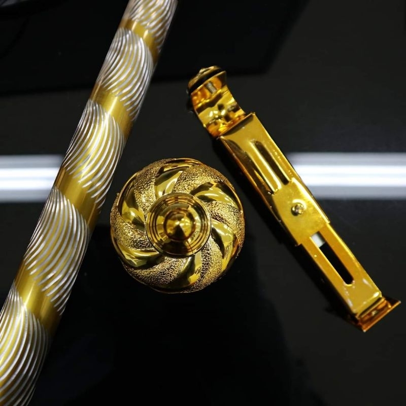 Besi batang gorden full set tiang hordeng rollet ukir gold murah