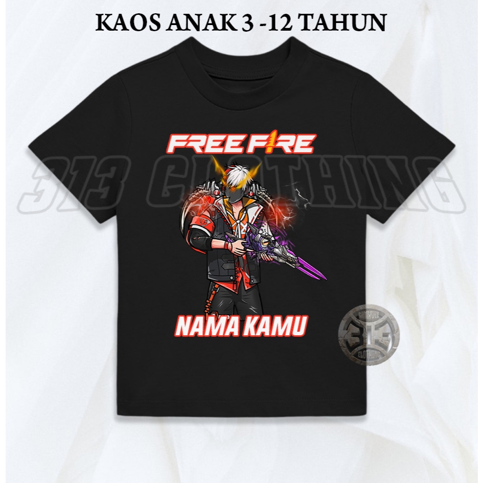 Kaos Anak FF Free Fire Char SG 2 Jt / Atasan Baju Anak Free Fire Versi Char SG 2 FF Gratis Sablon Na