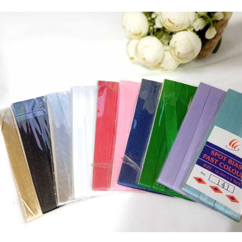 Bisban Satin  Bisban polos/kosong Lebar 12m Per Pcs/Bisban saten  Bias/Pita Lis Satin