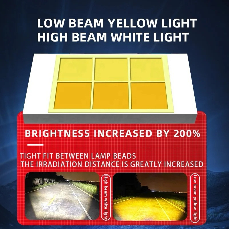 Lampu Tembak Sorot SQL LED Laser 3 Mata 2 Warna Laser Foglamp Mobil Motor 2 Warna High Low Putih