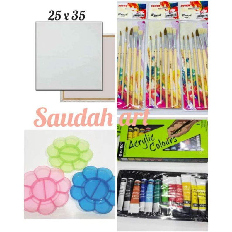 

WOW Paket Kanvas Lukis kanvas 25x35 kuas palet cat akrilik
