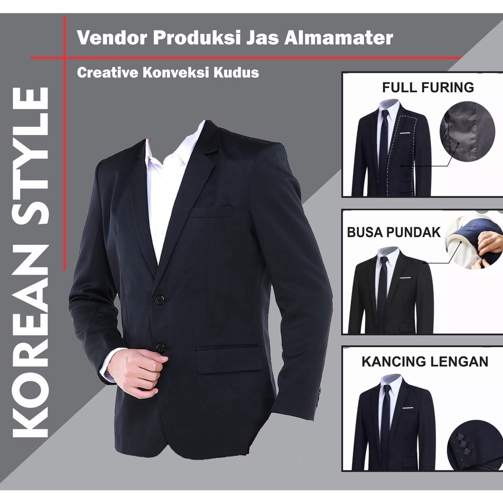 KODE K35D JAS FORMAL HITAM POLOS ALMAMATER KAMPUS OSIS SMP SMA