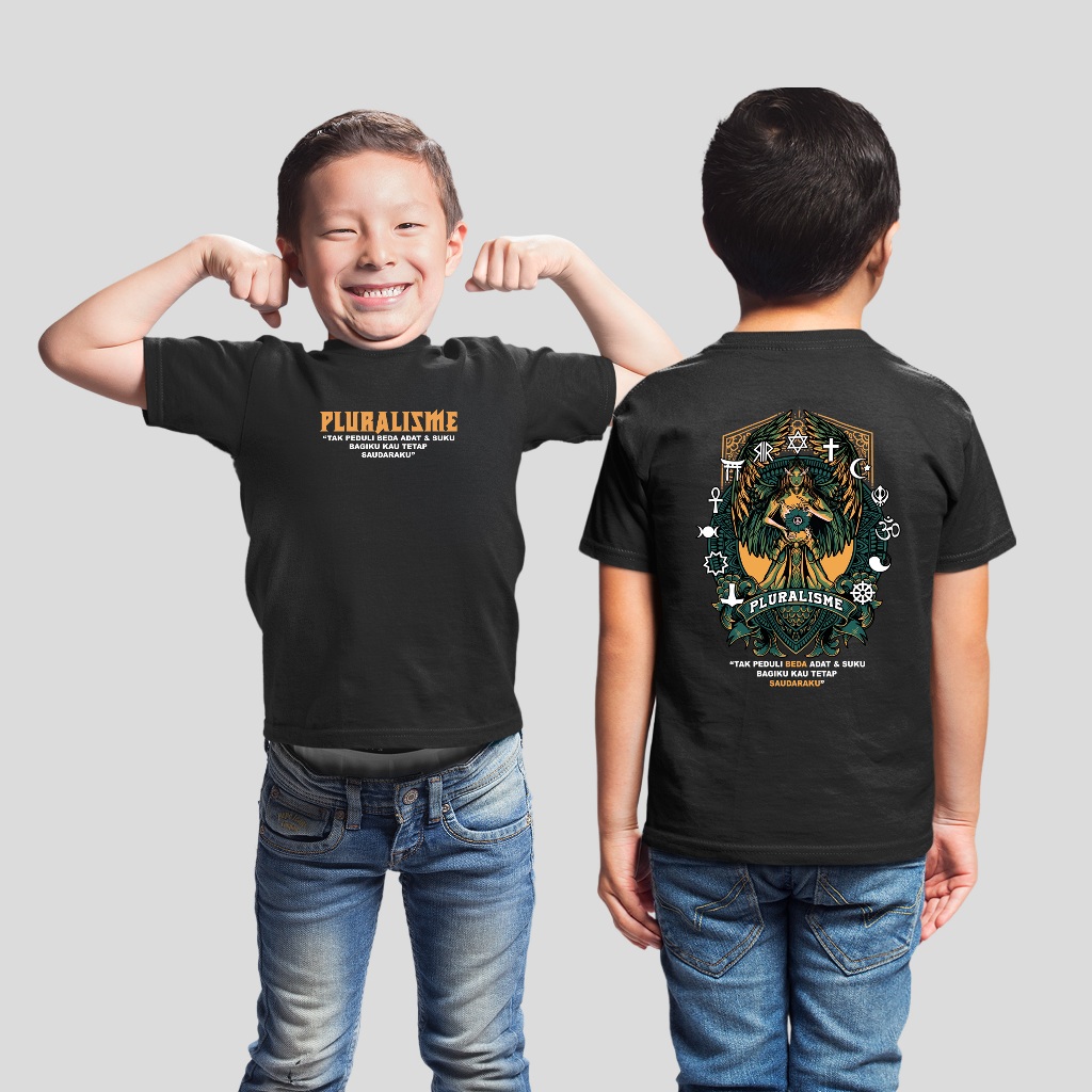 Kaos anak pluralisme depan belakang motif PLURALISME VOL 6