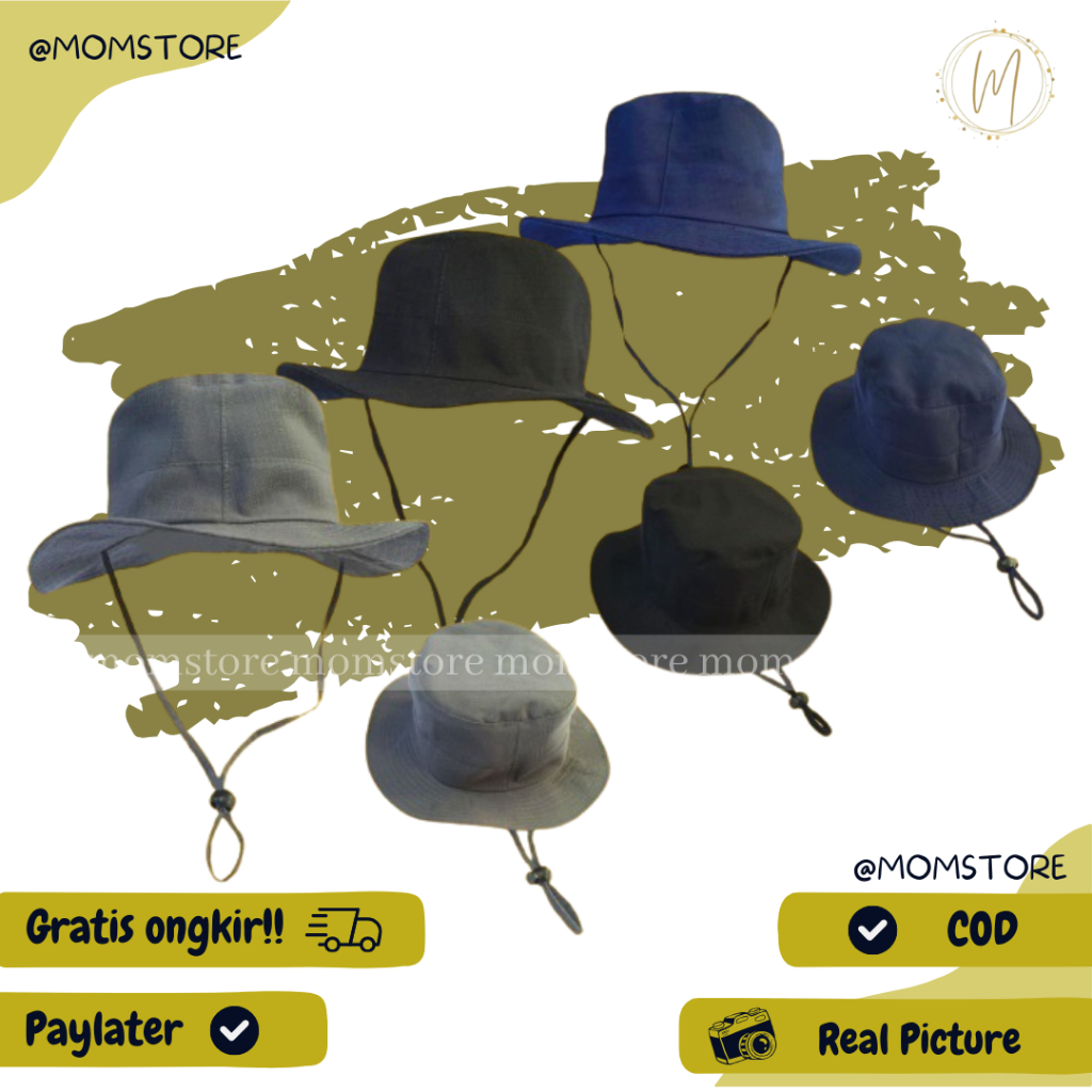 TOPI RIMBA ANAK  TOPI GUNUNG PRIA WANITA TOPI RIMBA POLOS TALI TOPI OUTDOOR
