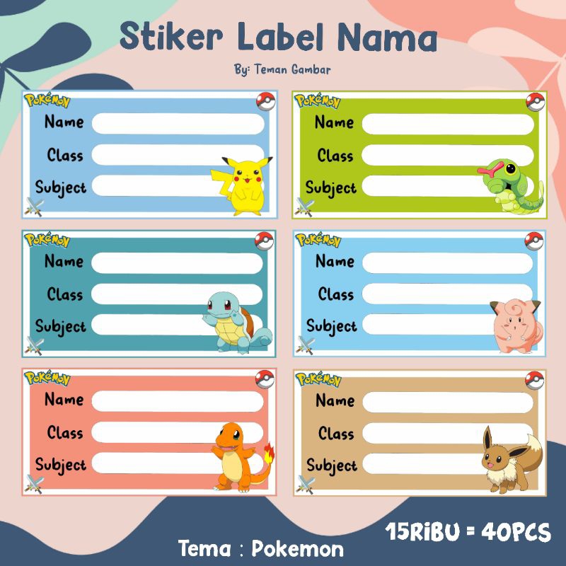 

40 Stiker Buku Pokemon | Stiker Label Nama | Stiker Nama | Stiker Label | Stiker Buku Pelajaran | Stiker Nama Buku | Stiker Lucu | Stiker Nama Lucu | Stiker Label Buku