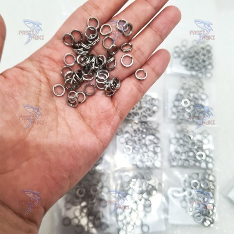 Split ring stainless ISI 50 Pipih TEBAL/ sambungan spoon / sambungan blade / spilt ring soft frog / 