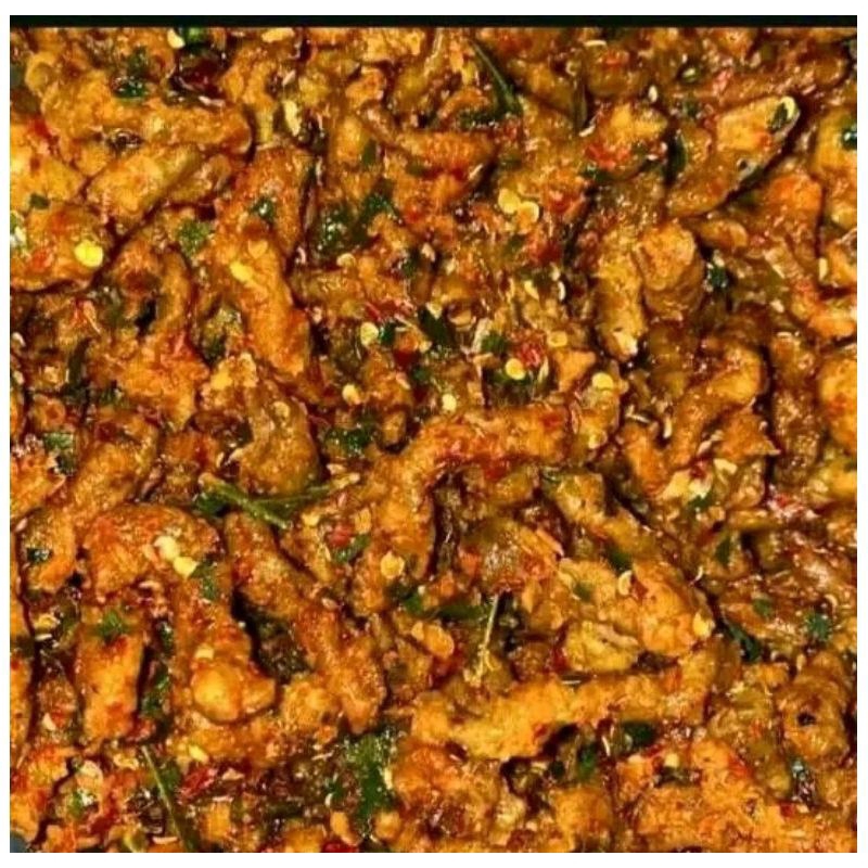 

keripik usus pedas crispy pedas daun jeruk kemasan 1kg