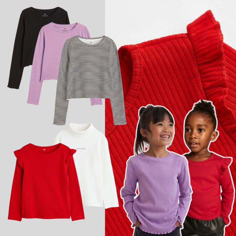 HEYKIDDY - Kaos  RIB reguler Mix crop HM anak perempuan