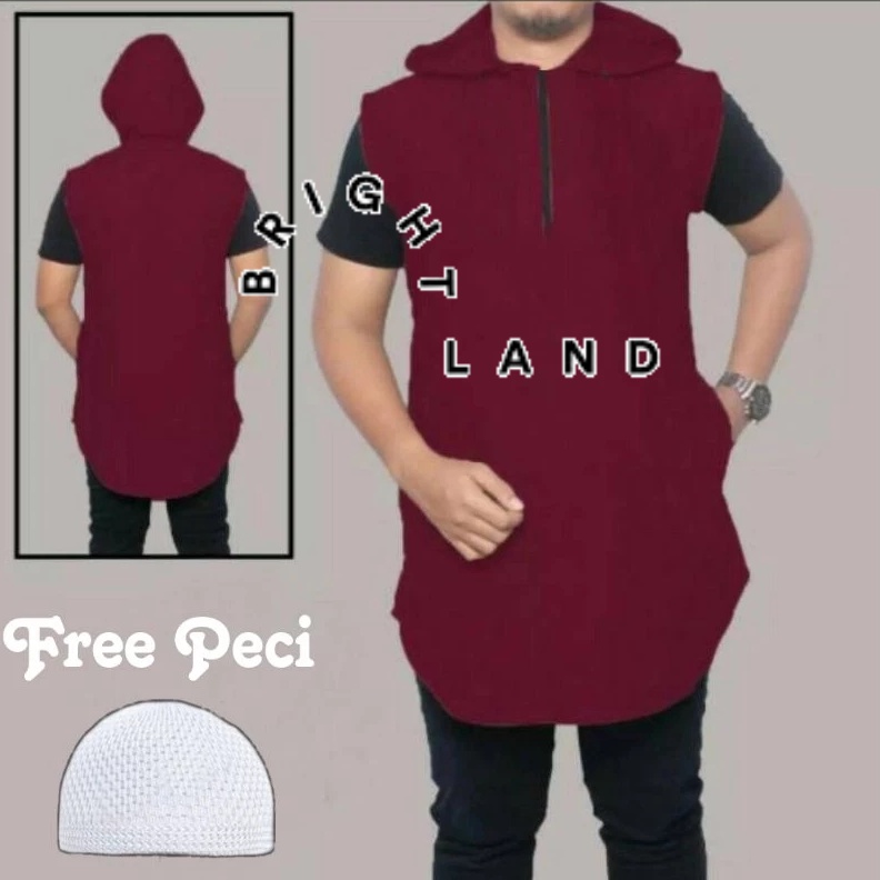 KODE X76T Jaket Sweater Hoodie Rompi Sholat Pria Polos  Rompi Shalat  Baju Muslim  Koko Muslim