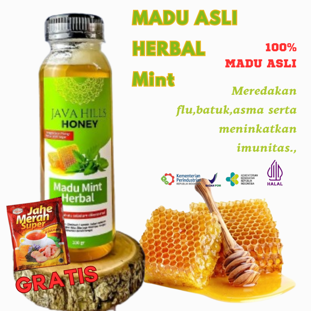 

Madu Java hills mentah herbal mint dewasa anak row honey Murni super Asli Hutan PREMIUM 100% Alami Natural kesehatan batuk pilek asma imun imunitas daya tahan tubuh radang tenggorokan dahak masuk angin Original tanpa campuran ori terdaftar BPOM