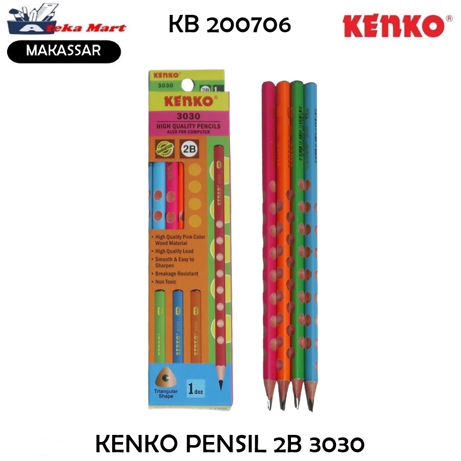 

[BOX/12PCS] KENKO PENSIL 2B 3030 /PENCIL/PENSIL BELAJAR MENULIS