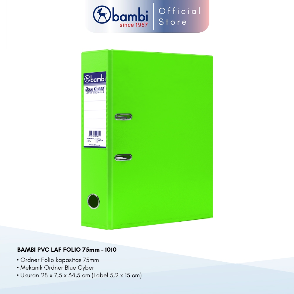 

Bambi Lever Arch File Ordner Folio Fluoro Green Jumbo Size 75 mm Original