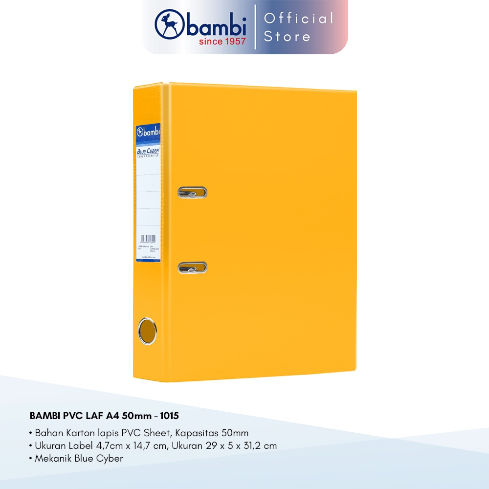 

Bambi Ordner A4 MID SIZE 50 mm Yellow PVC Lever Arch File A4 kode 1015