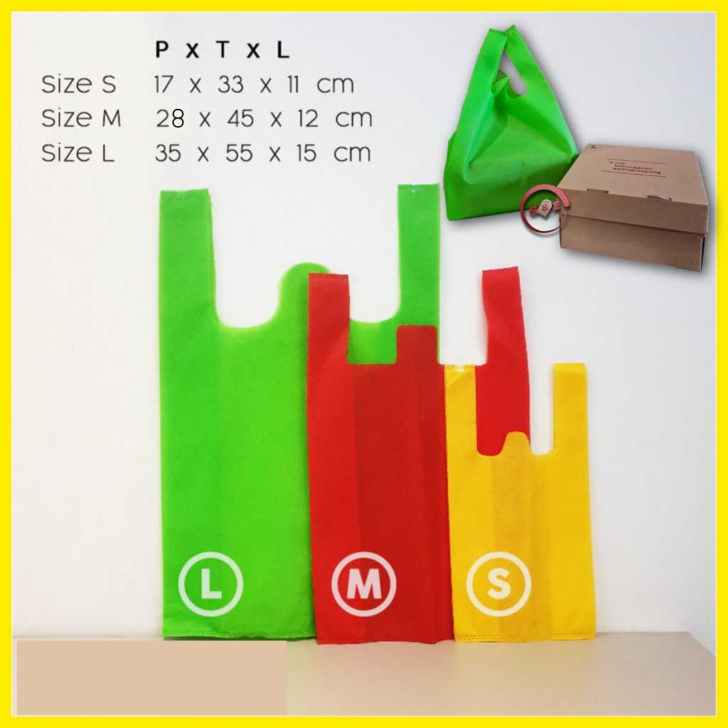

10 Pcs Goodiebag Tas Kain Spunbond Model Kresek S, M, L Bingkisan Dus kotak Nasi 18x18 20x20 22x22