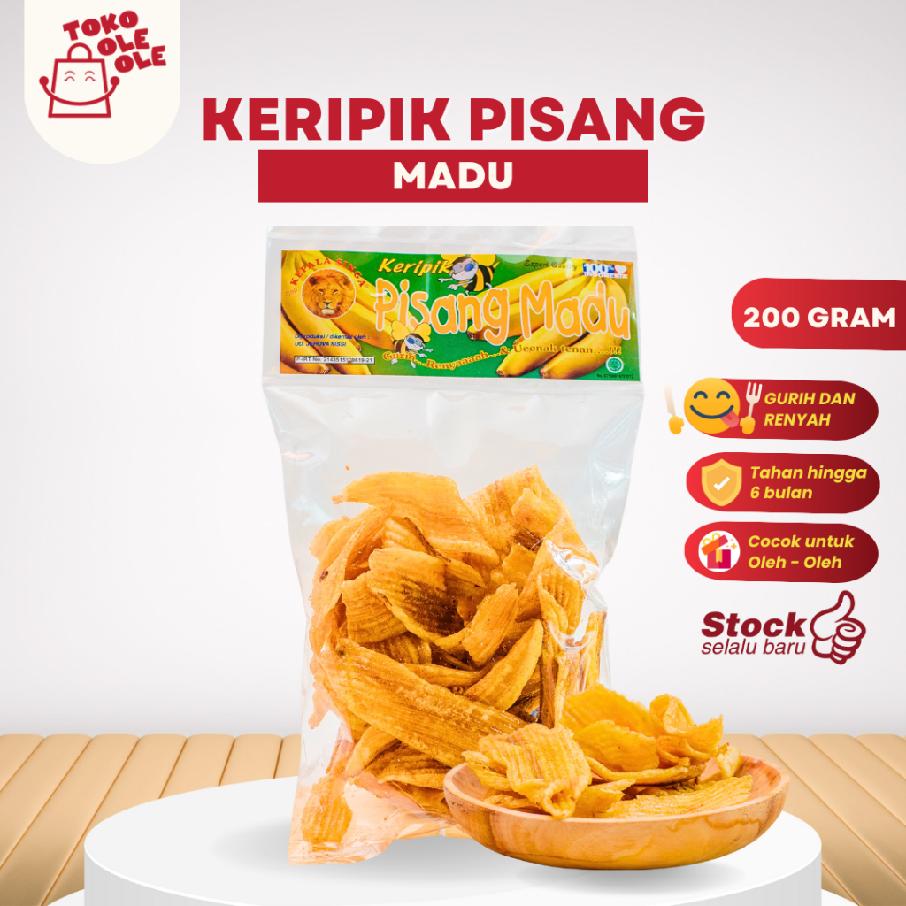 

Keripik Pisang Manis Cemilan Kripik Pisang Madu Camilan Cap Kepala Singa 200 gr