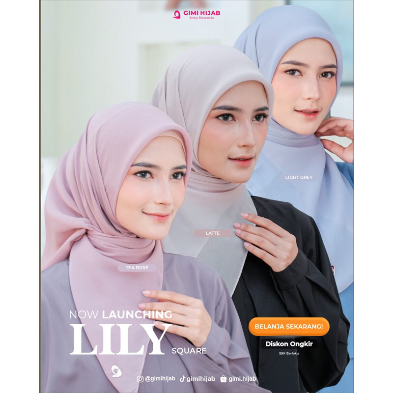 Lily Hijab Square ori by GIMI HIJAB, Hijab Segi Empat ykuran 110cm