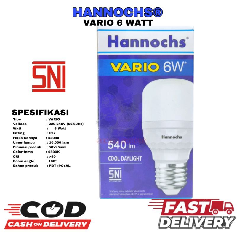LAMPU LED HANNOCHS VARIO LAMPU HANNOCHS LED VARIO Bohlam Lampu Led Hannochs Vario 6 Watt Cahaya Puti