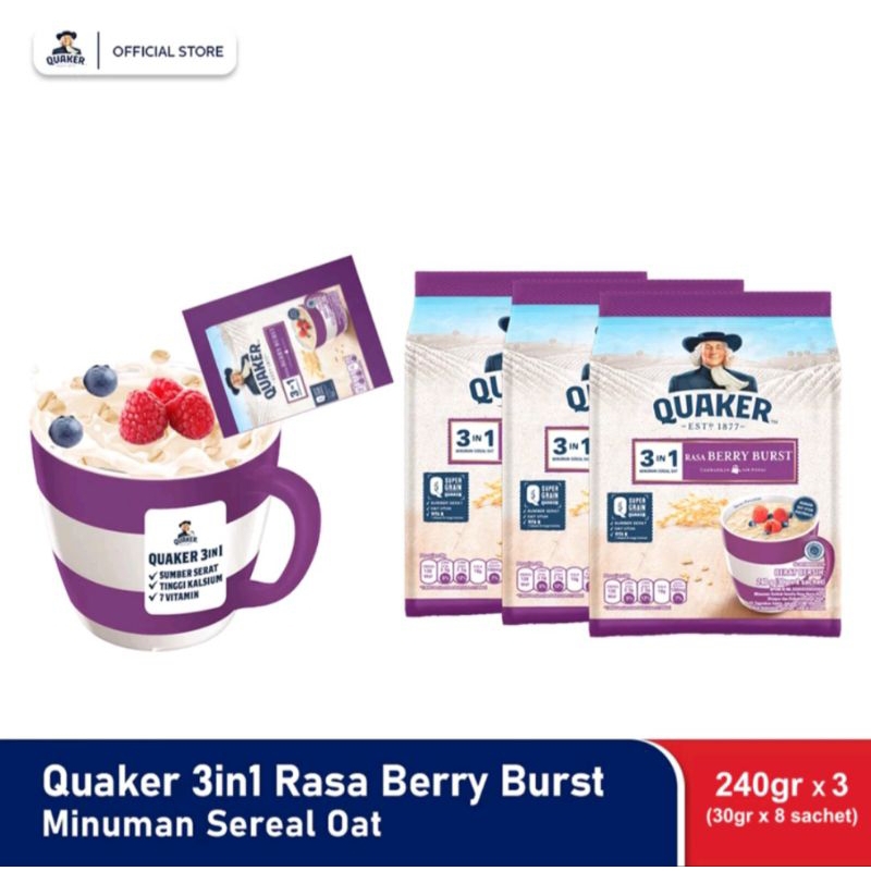 

Quaker oat rasa berry (240gr x3) twinpack