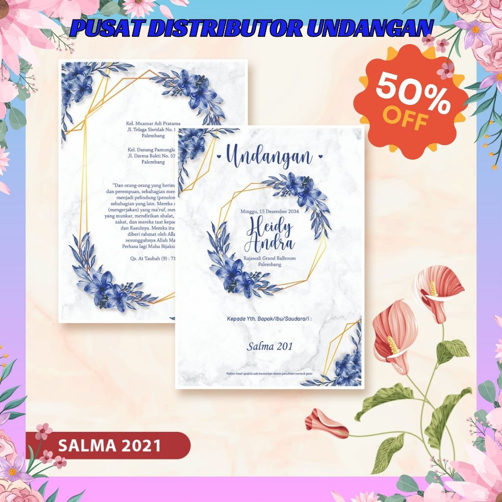 Blangko Undangan Salma 201 | Blangko Undangan Murah | Blangko Undangan| Blangko Kosong| Harga Pabrik