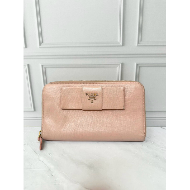 Prada Dompet Saffiano Leather Pink Salmon Kulit ORIGINAL preloved