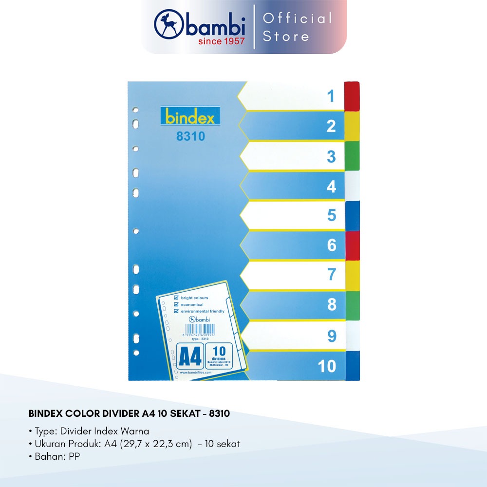 

Bindex Isi Binder A4 Divider & Indexes Pembatas Kertas Binder Edisi 10 Short Page Original