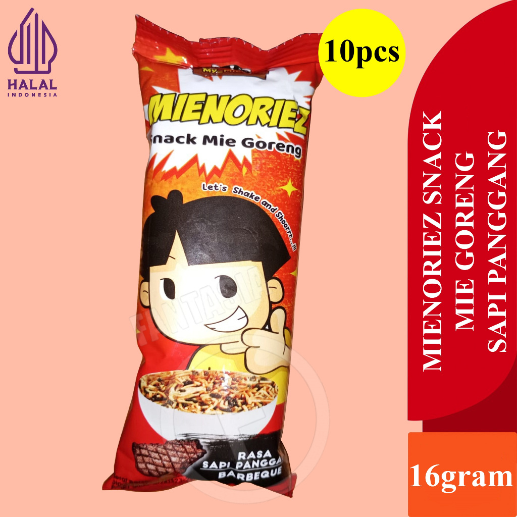 

MY_MIEAW MIENORIEZ CEMILAN MAKANAN RINGAN SNACK MIE GORENG SAPI PANGGANG PACK ISI 10 BUNGKUS 16 GRAM FANTASIA DENGAN PAKING AMAN