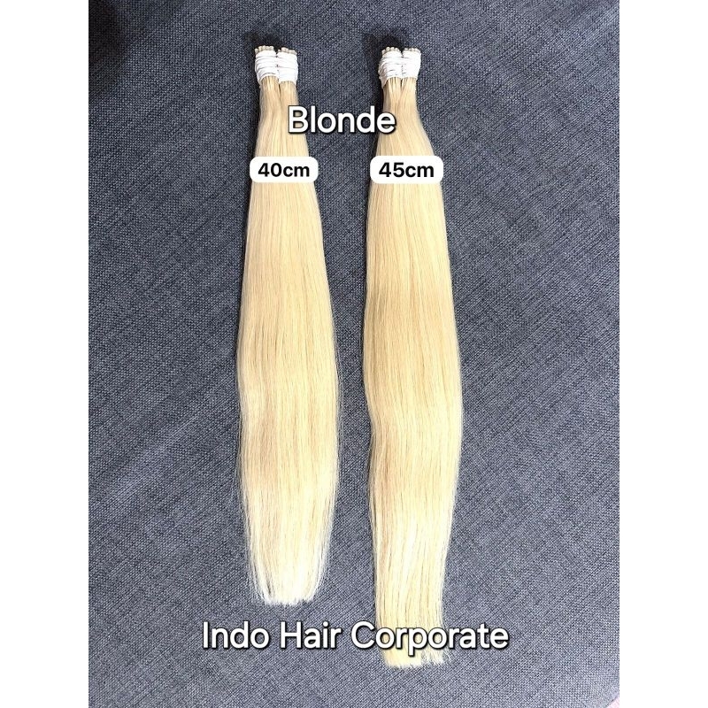 HAIR EXTENSION/RAMBUT SAMBUNG ASLI BLONDE UKURAN 40 CM DAN 45 CM