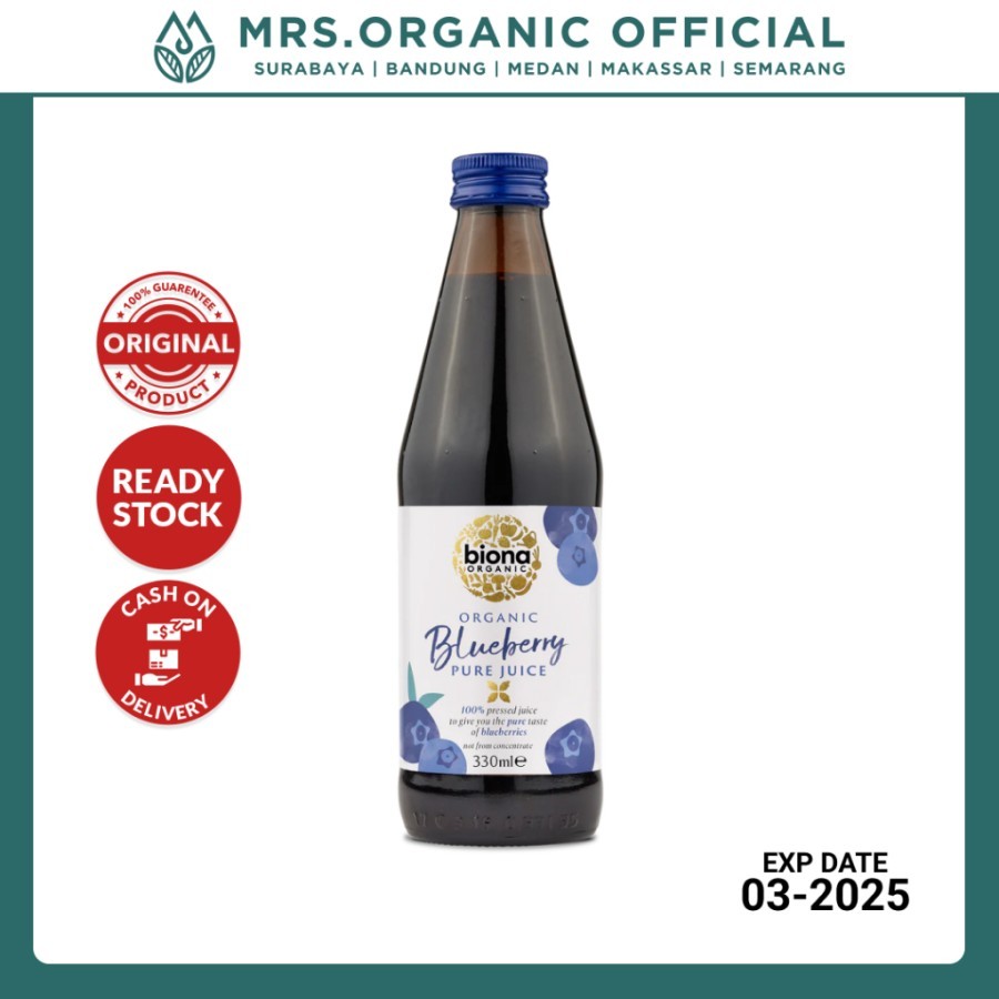 

Jus Buah Asli Organik Biona Organic Blueberry Pure Superjuice 330ml